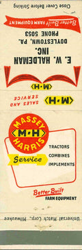Matchbook Cover Massey Harris E W Haldeman Doylestown Pennsylvania