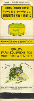 John Deere Matchbook Cover A w/ Mower Stucky Farm Equipment Paulding Ohio