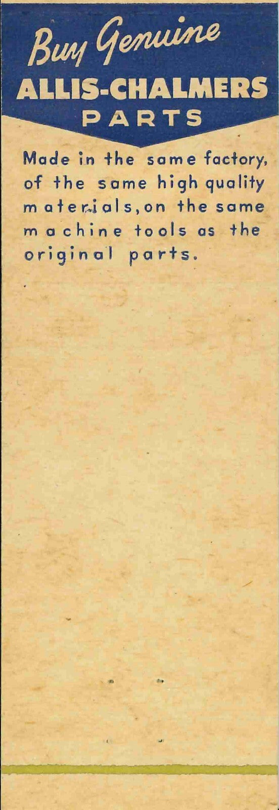 Matchbook Cover Allis Chalmers Tractor MFG Co Sioux City