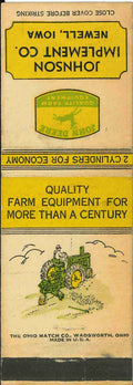 John Deere Matchbook Cover A w/ Mower Johnson Imp Newell IA