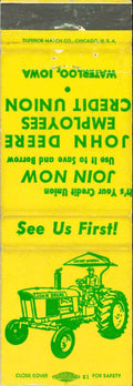 John Deere Matchbook Cover Employee Credit Union w/ 3020 Graphics