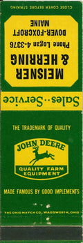 John Deere Matchbook Cover Meisner & Herring Dover Foxcroft Maine