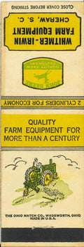 John Deere Matchbook Cover A w/ Mower Whitmer Irwin Cheraw North Carolina