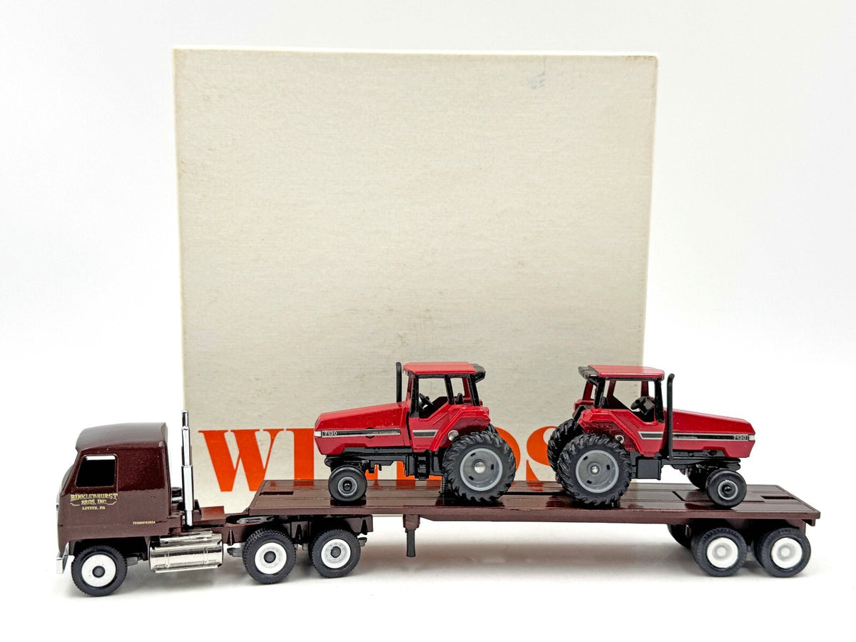 1/64 Winross Truck Semi Binkley and Hurst w/ 2 Case 7130 Tractors A108