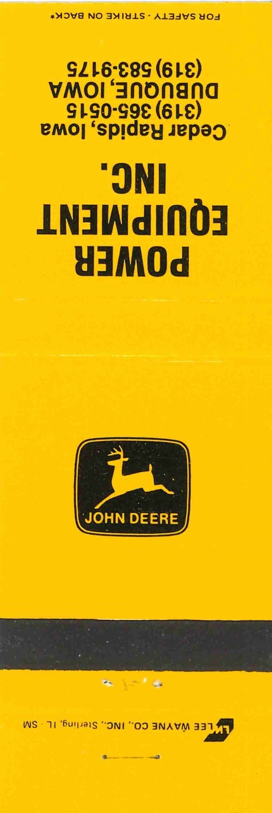 John Deere Matchbook 2 Leg Power Equipment Inc Cedar Rapids & Dubuque Iowa