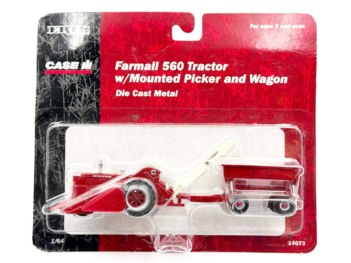 1/64 IH Farmall 560 Tractor with Mounted Corn Picker and Wagon