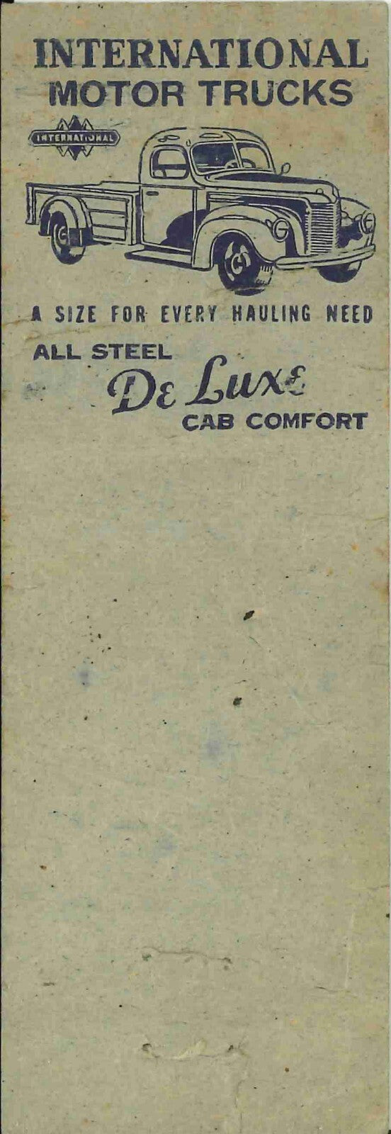 Matchbook Cover Farmall H Combine Truck K L Motor Sales Zearing Iowa