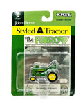 1/64 John Deere Styled A Tractor With Man, Narrow Front On Furrow Card