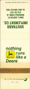 John Deere Matchbook Cover 2 Leg Southard Implement Marshalltown IA