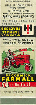 Matchbook Cover Farmall H Campbell Farm Supply Marion Ohio