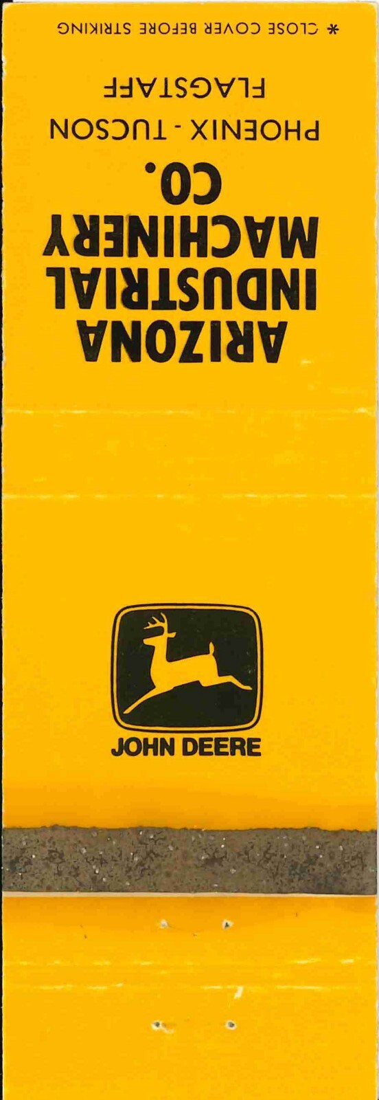 John Deere Matchbook Cover Arizona Ind Machinery Co Phoenix Tucson Flagstaff