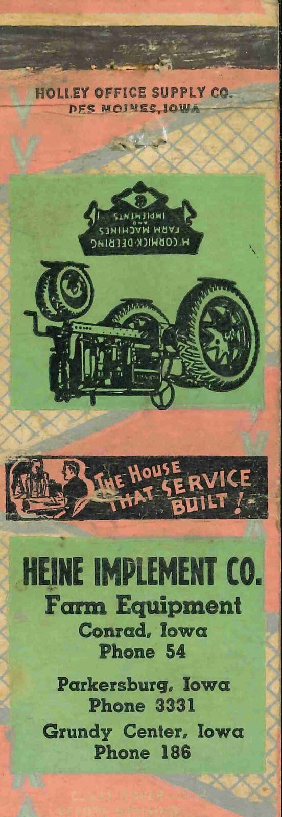 Matchbook Cover Farmall Heine Imp Parkersburg Iowa