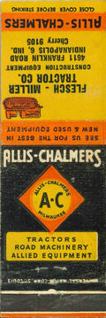 Matchbook Cover Allis Chalmers Crawler Flesch Miller Indianapolis Indiana