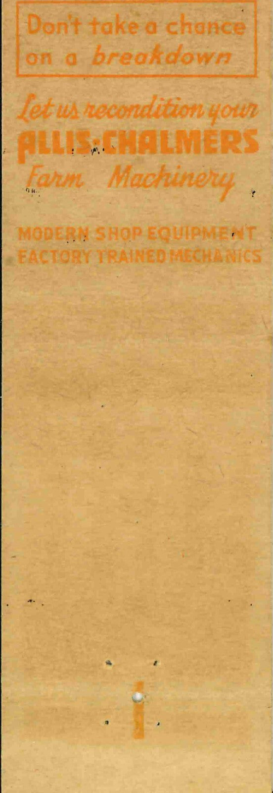 Matchbook Cover Allis Chalmers C Tractor Barnard McCall Eldora Iowa