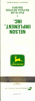 John Deere Matchbook Cover Neslon Implement Elk Point SD