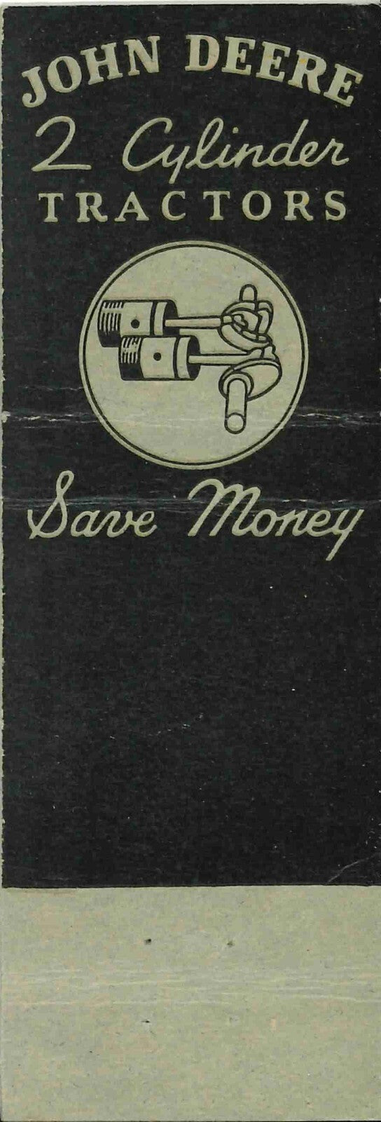 John Deere Matchbook Cover A w/ Mower Missco Imp CO Blytheville Osceola Arkansas