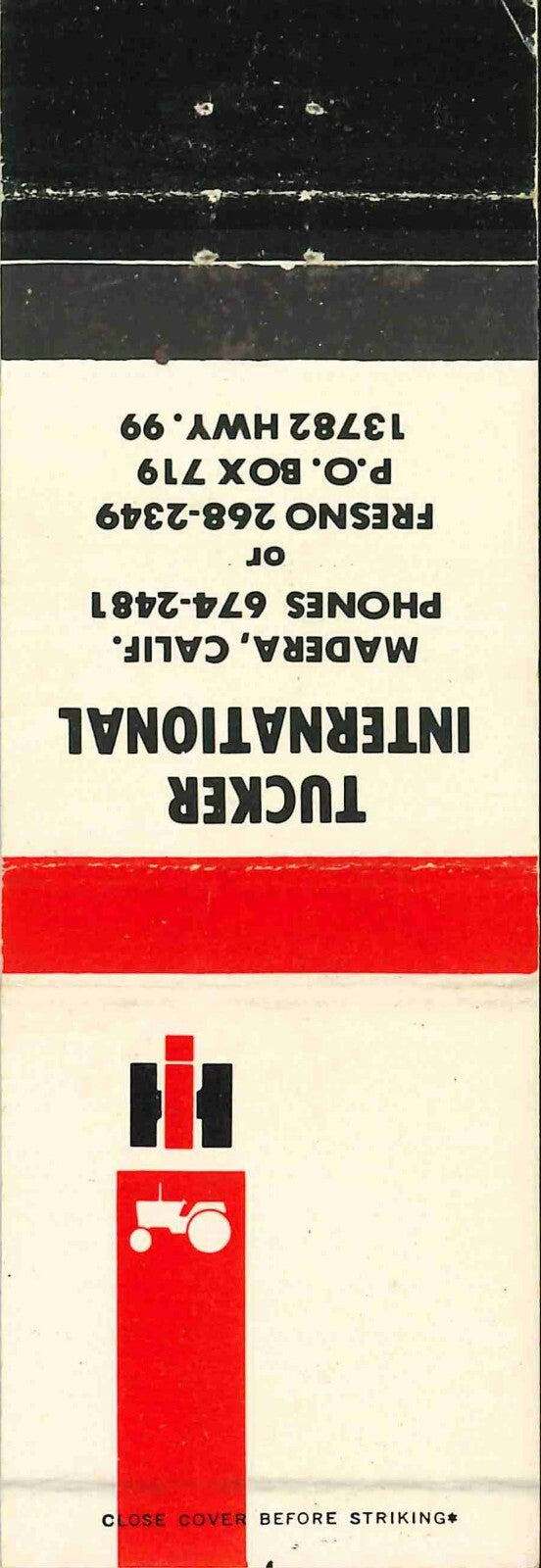 Matchbook Cover International Harvester Tucker International Madera California