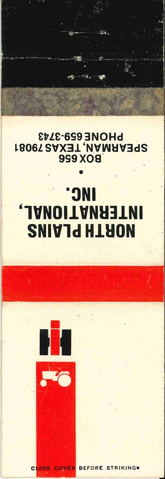 Matchbook Cover International Harvester North Plains Int Inc Spearman Texas