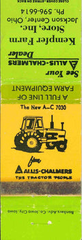 Matchbook Cover Allis Chalmers 7030 Graphic Kempfer Farm Store Jackson Center OH