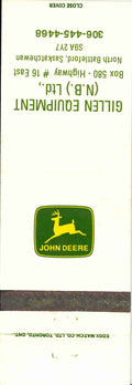 John Deere Matchbook Cover Gille Equipment Battleford Sask