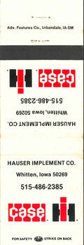 Matchbook Cover Case IH Hauser Imp Co Whitten Iowa