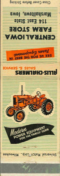 Matchbook Cover Allis Chalmers Central Iowa Farm Store Marshalltown Iowa