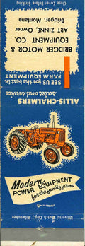 Matchbook Cover Allis Chalmers Rdiger Motor Art Zinne Bridger Montana