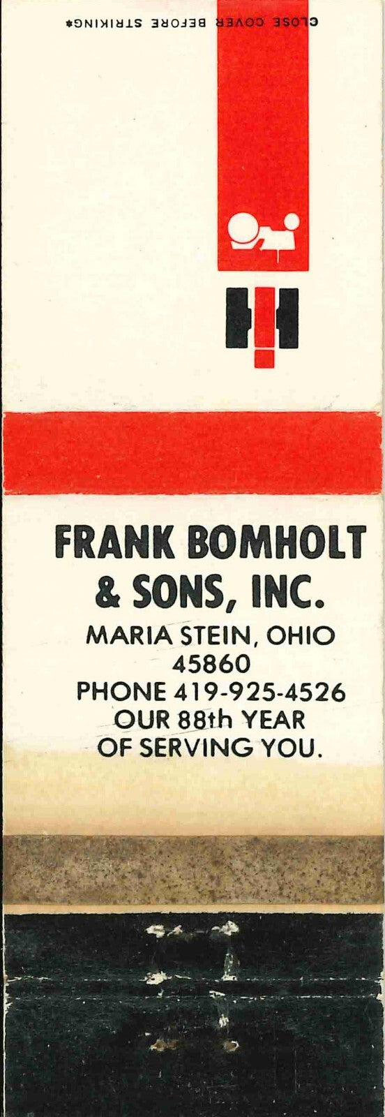 Matchbook Cover International Harvester Frank Bomholt Maria Stein Ohio
