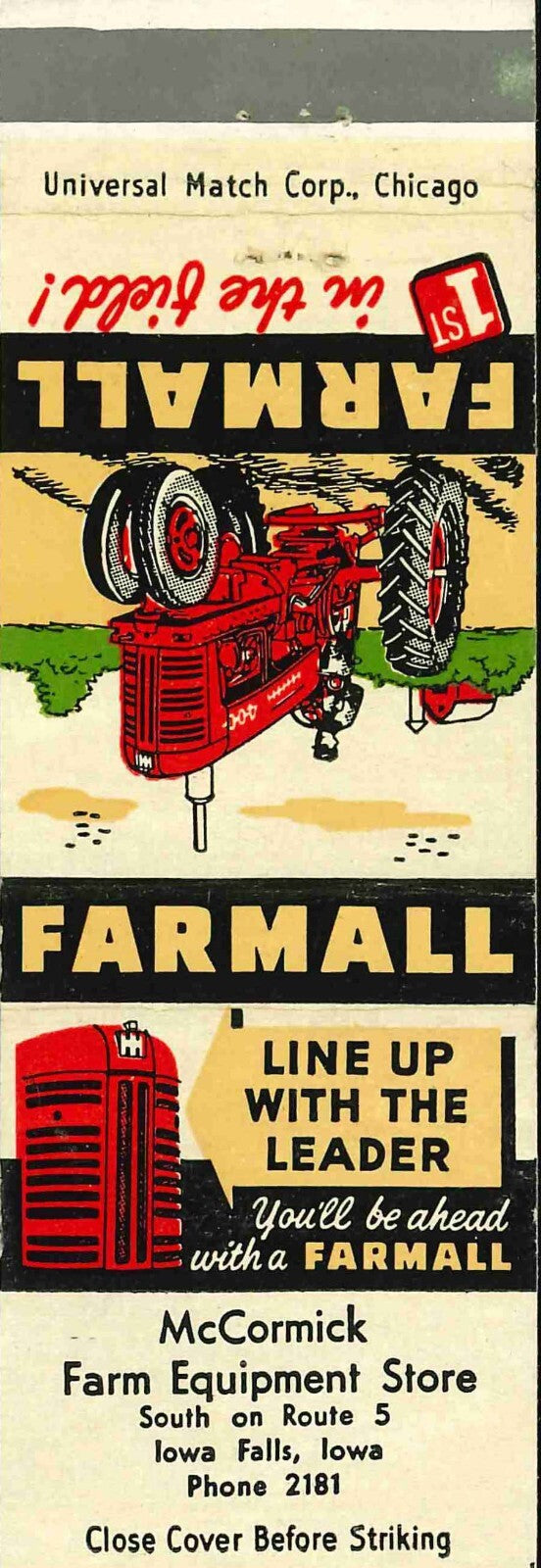 Matchbook Cover Farmall 400 McCormick Store Iowa Falls Iowa