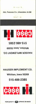 Matchbook Cover Case IH Hauser Imp Co Whitten Iowa