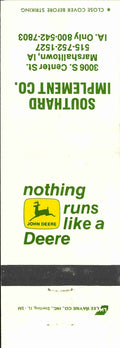 John Deere Matchbook Cover 2 Leg Southard Implement Marshalltown IA