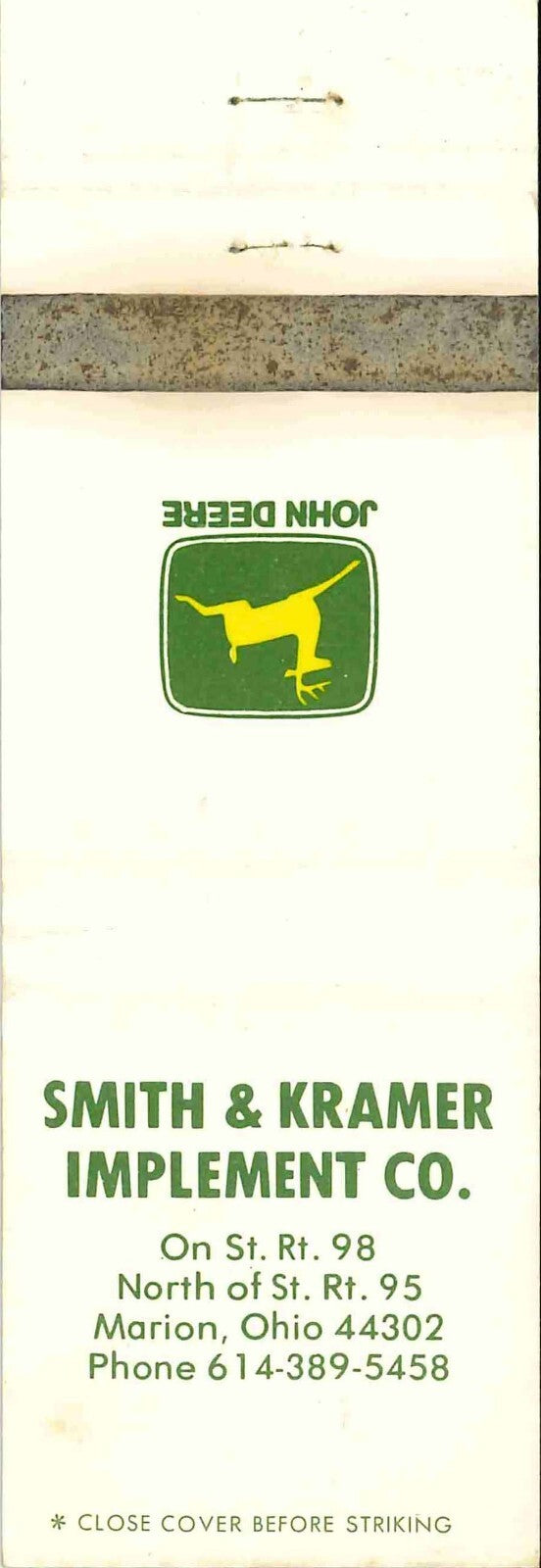 John Deere Matchbook Cover Smith Kramer Imp C Marion OH