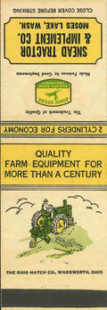 John Deere Matchbook Cover A w/ Mower Snead Tractor Moses Lake WA
