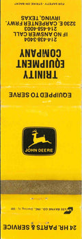 John Deere Matchbook Cover Trinity Equip Co Irving TX