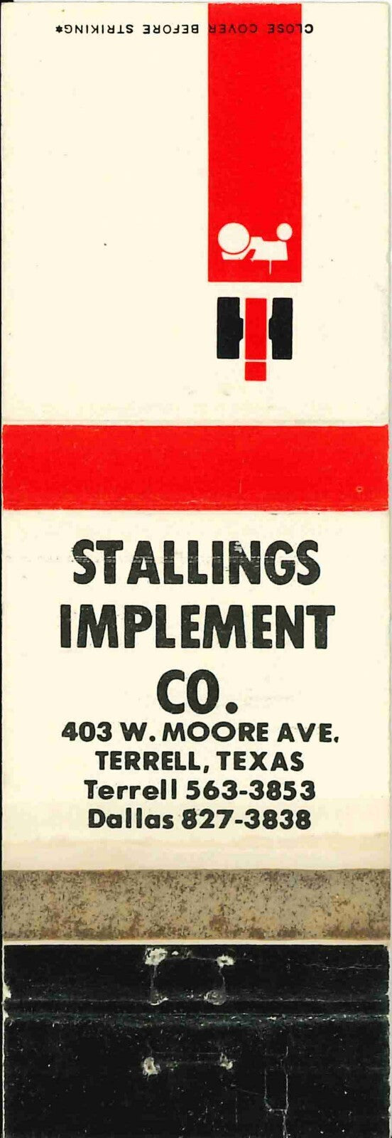 Matchbook Cover International Harvester Stallings Imp Co Terrell Texas