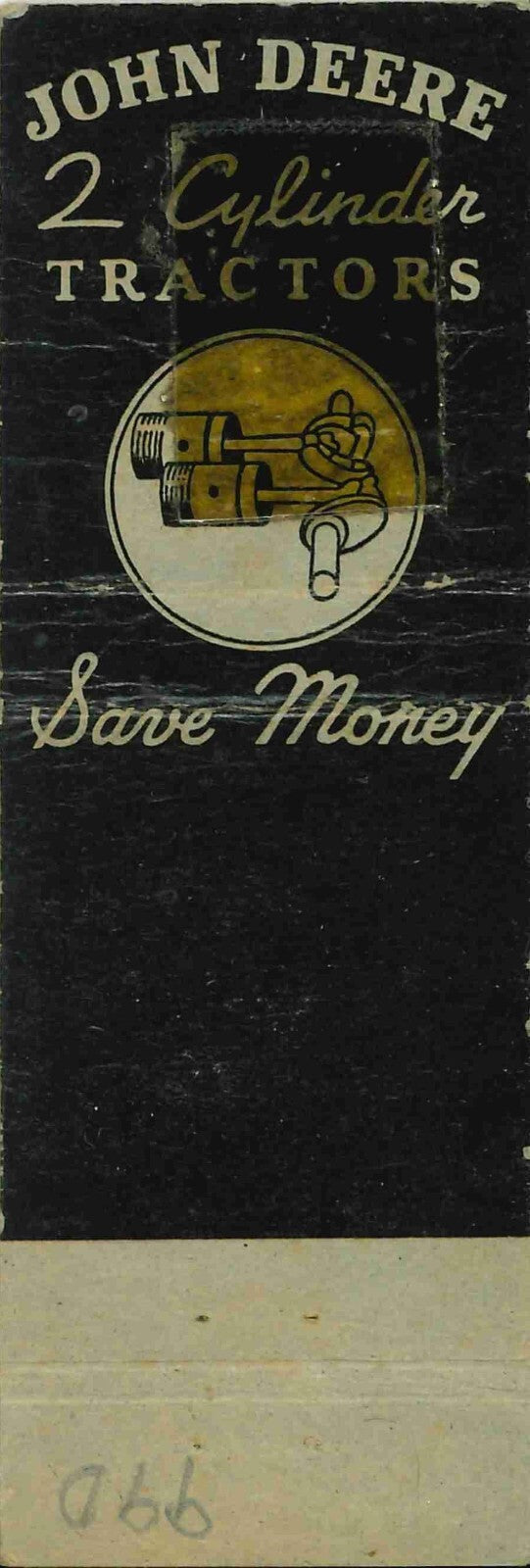 John Deere Matchbook Cover A w/ Mower Plains Implement Motor CO Alliance Nebrask