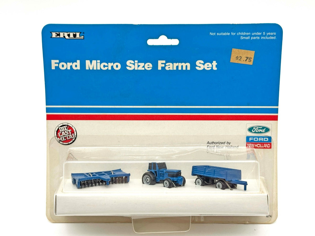 Ford Micro Size Farm Set Ertl Tractor Disk Wagon