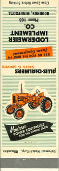 Matchbook Cover Allis Chalmers Lodermeier Imp Co Goodhue Minnesota