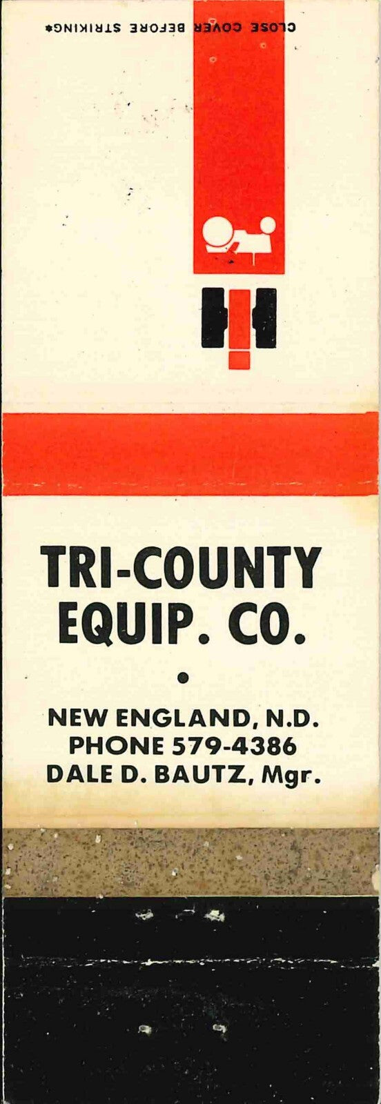 Matchbook Cover International Harvester Tri County Equip New England North Dakot