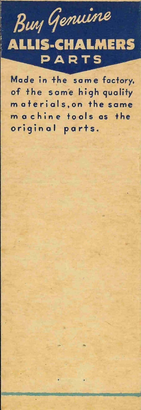 Matchbook Cover Allis Chalmers West Texas Equip Co Virgil Church Stockton TX