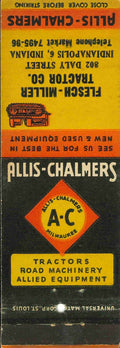 Matchbook Cover Allis Chalmers Crawler Tractor Flesch Miller Indianapolis IN