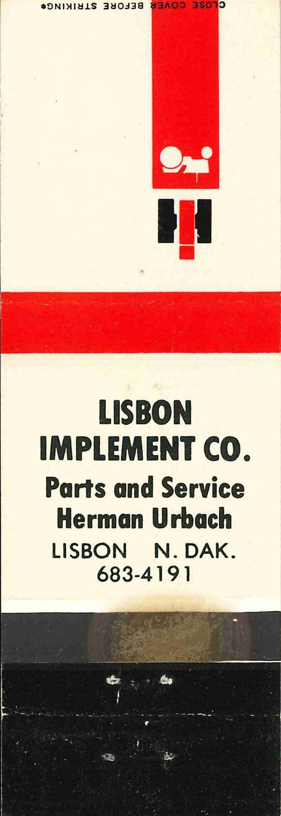 Matchbook Cover International Harvester Lisbon Imp Co Lisbon North Dakota