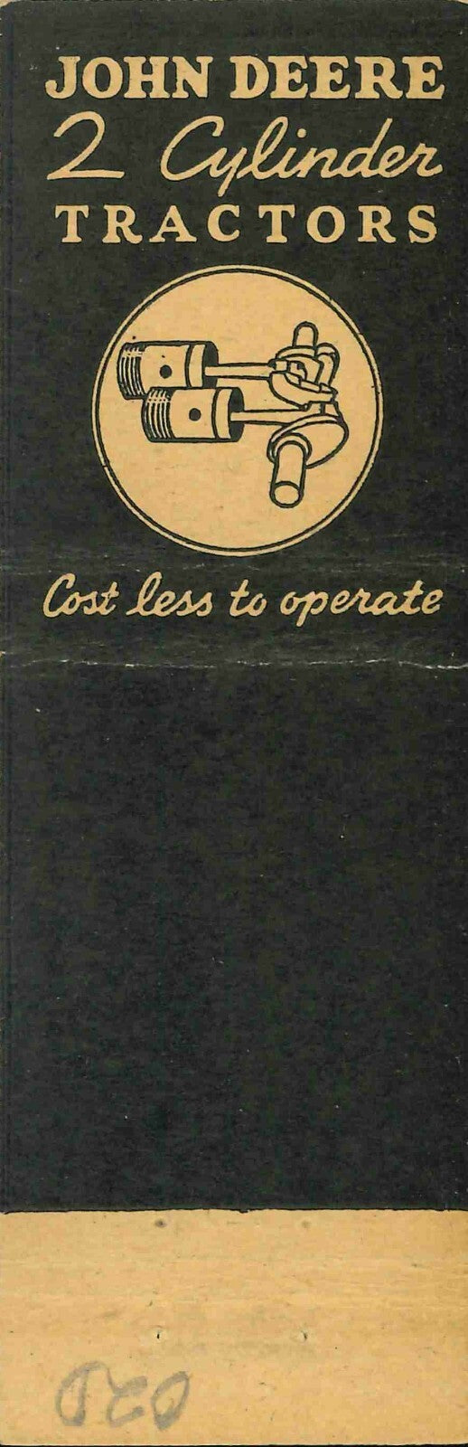 John Deere Matchbook Cover QFE A B Haugen Berthold North Dakotah