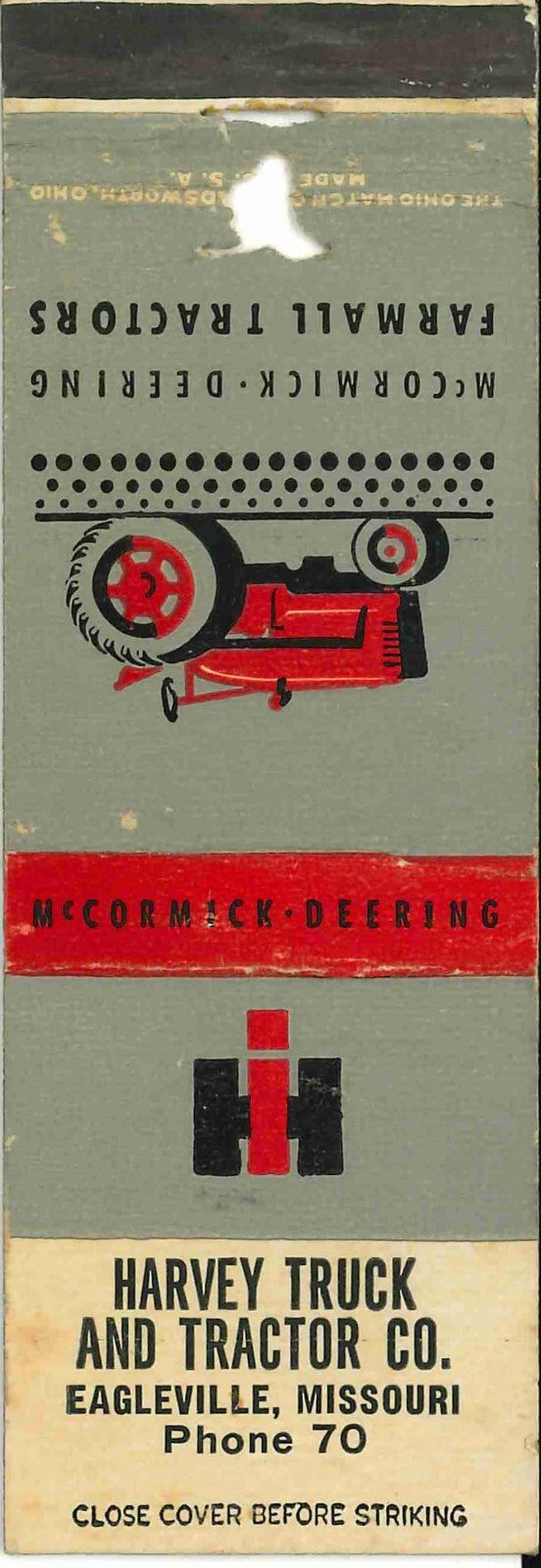 Matchbook Cover Farmall IH Harvey Tractor Eagleville Missouri