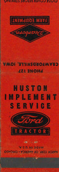Matchbook Cover Ford Tractor Deaborn Implements Huston Implement Service 
