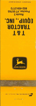 John Deere Matchbook Cover T & T Tractor Equip Proctor VT