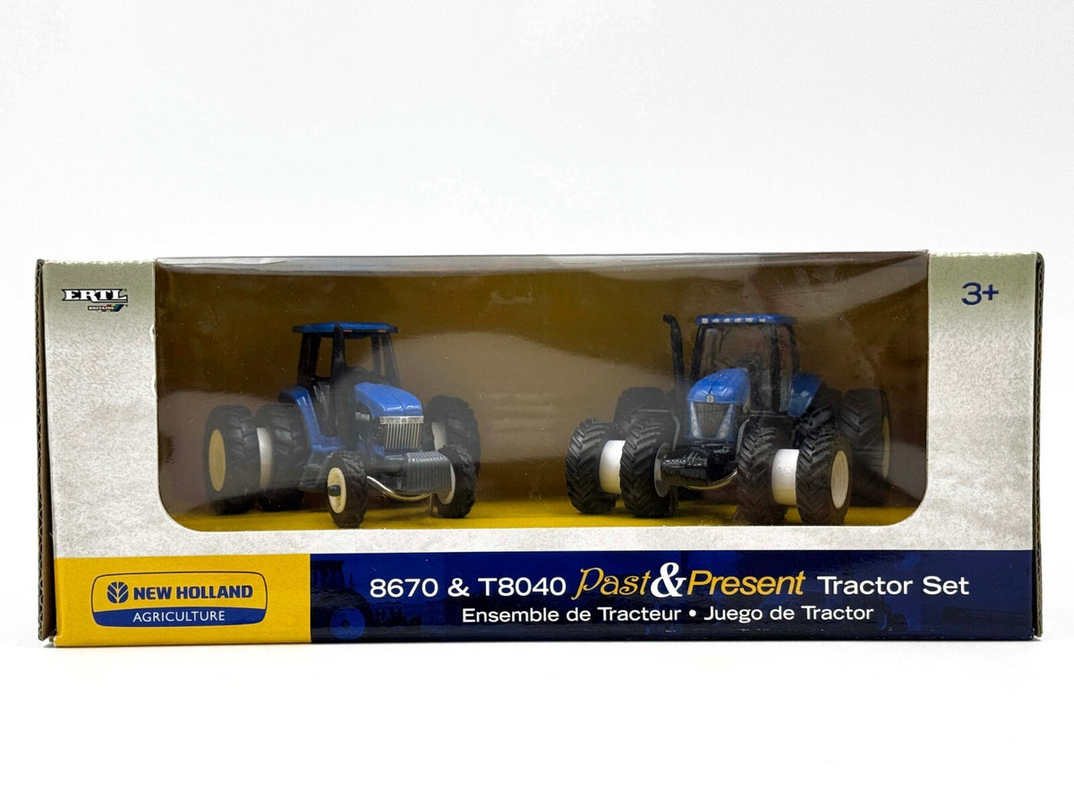 1/64 New Holland Past & Present Tractor Set With 8670 & T8040 Tractors