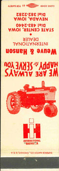 Matchbook Cover International Harvester 460 Weuve Hanson Nevada State Center IA