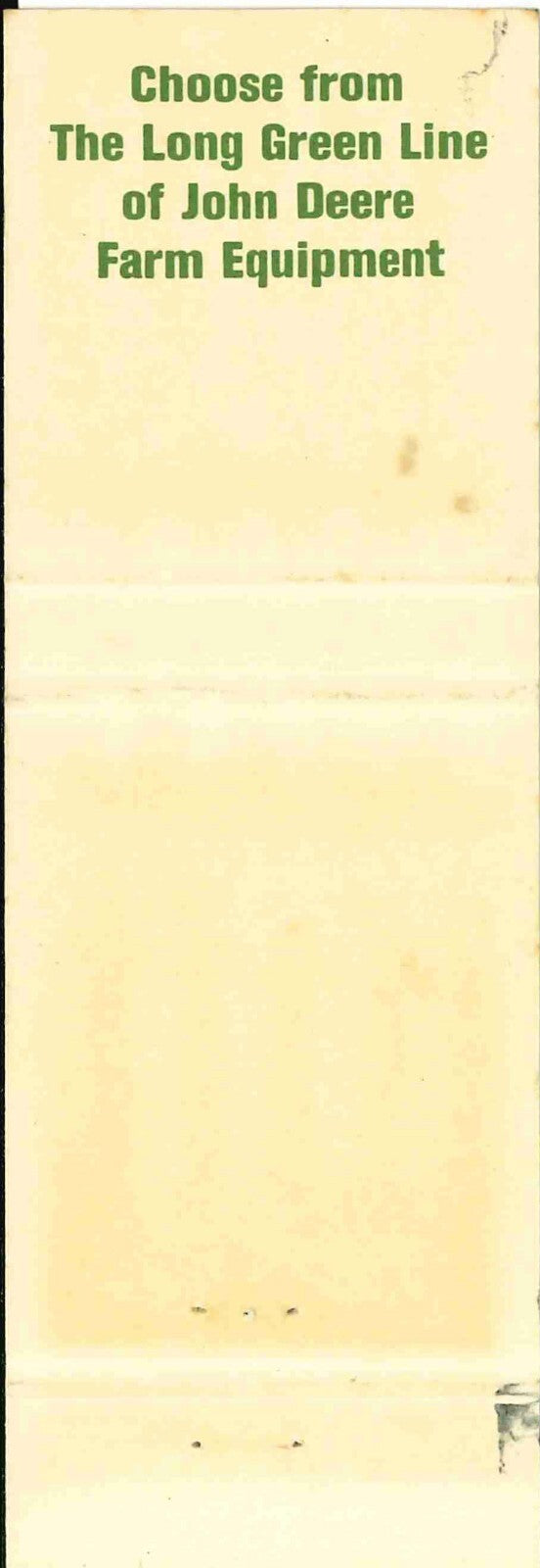 John Deere Matchbook Cover 4 Leg Creeger Imp  Tiffin OH