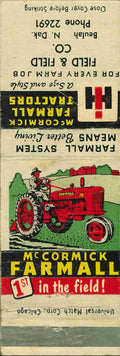 Matchbook Cover IH Farmall M Field & Field Beulah Ohio